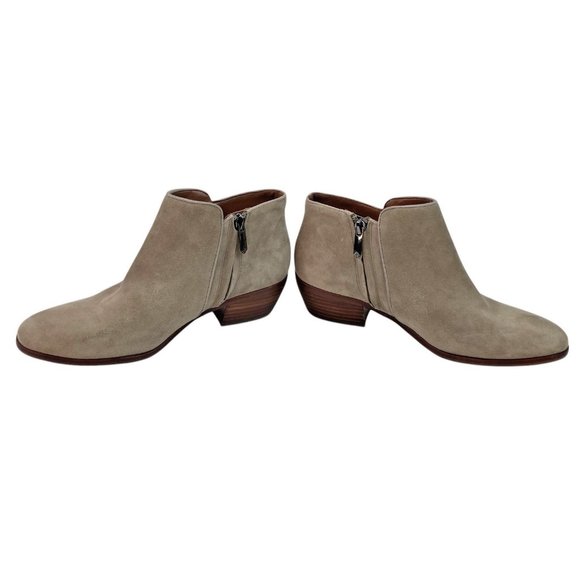 *Sam Edelman Petty Ankle Booties Womens Size 7.5 Taupe Suede Leather Zip Boots - Picture 11 of 13